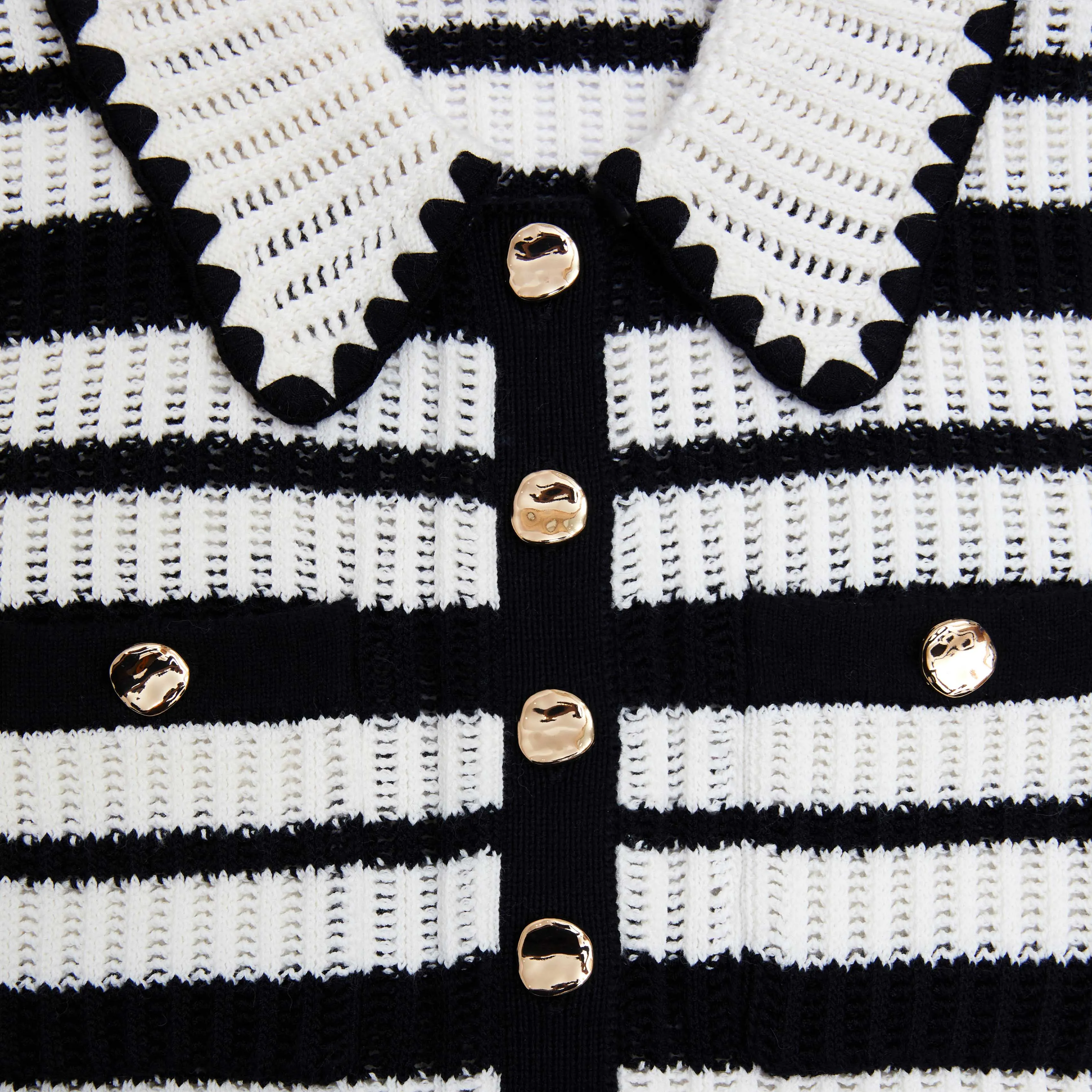 Cream And Black Striped Crochet Top Self Portrait