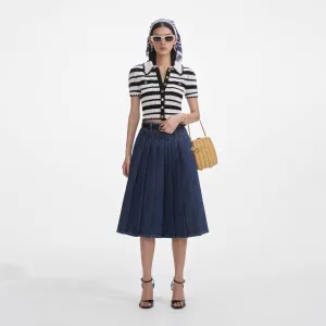 Cream And Black Striped Crochet Top Self Portrait