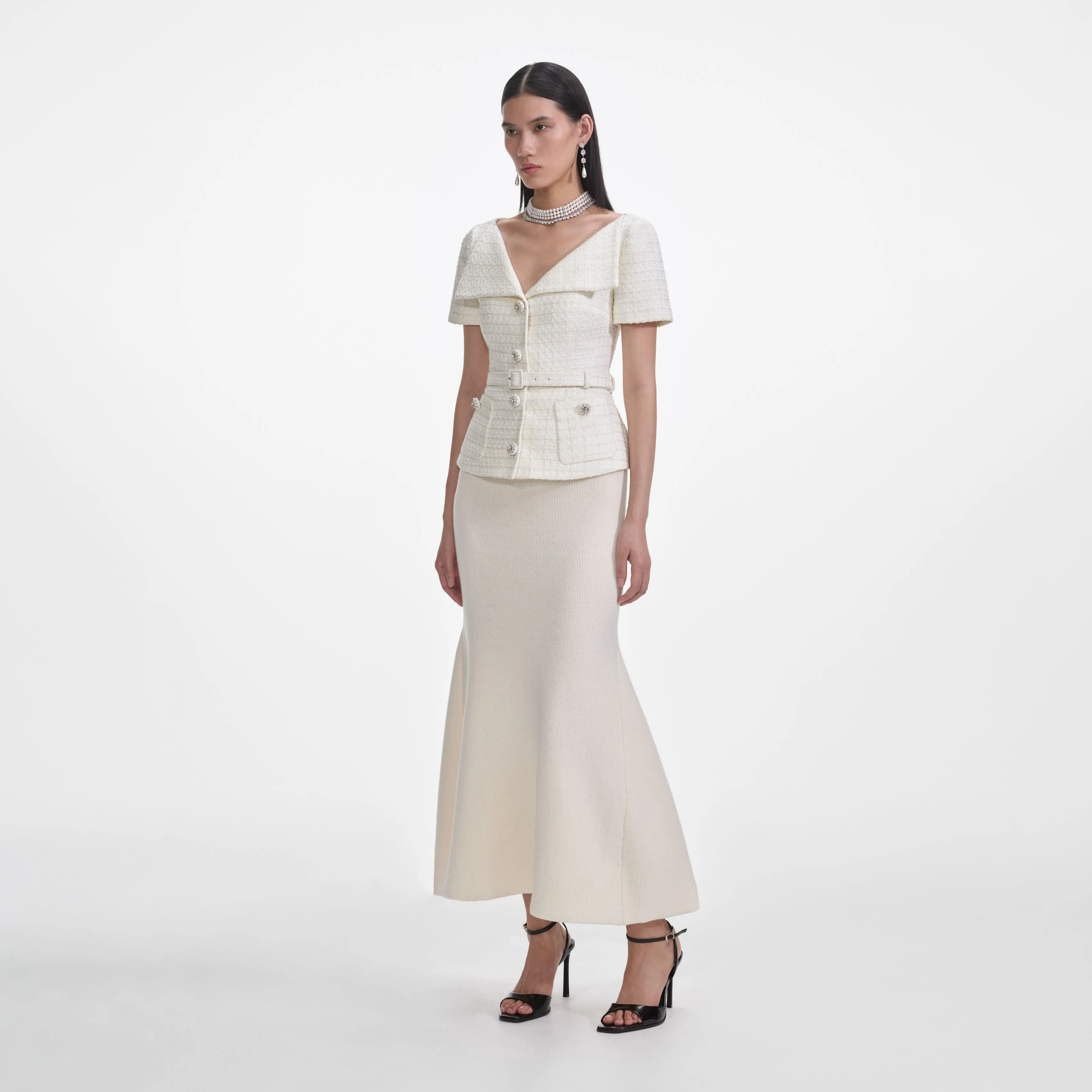Cream Boucle Top Self Portrait