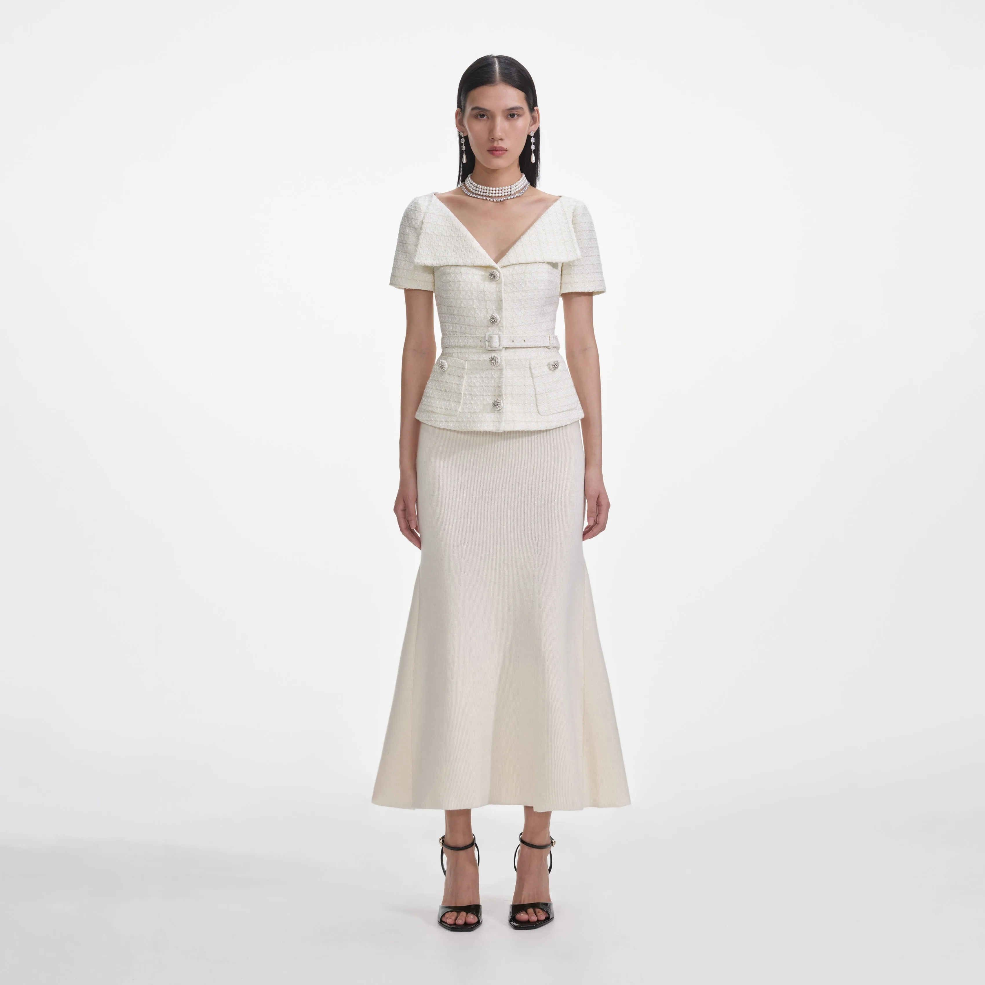 Cream Boucle Top Self Portrait