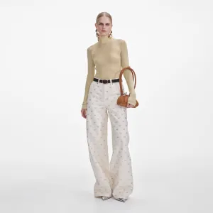 Cream Denim Diamante Bow Jeans Self Portrait