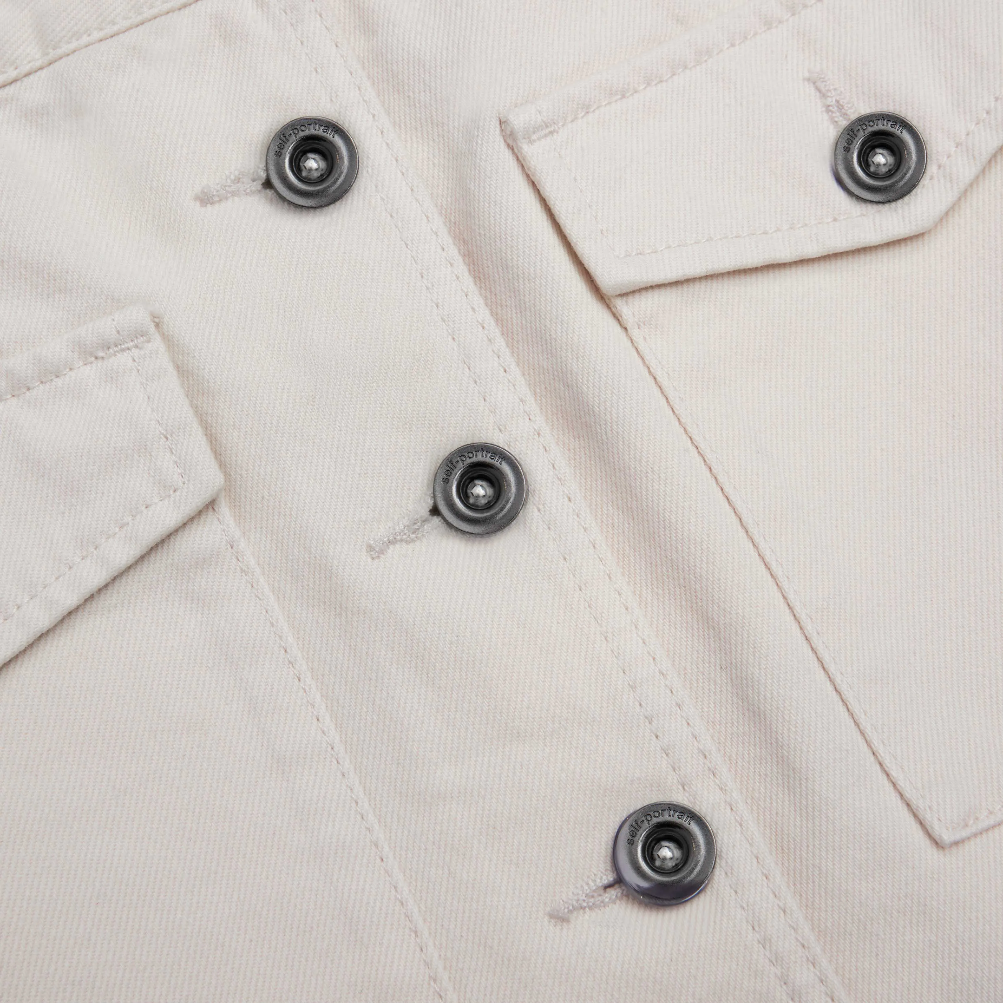 Cream Denim Midi Skirt Self Portrait
