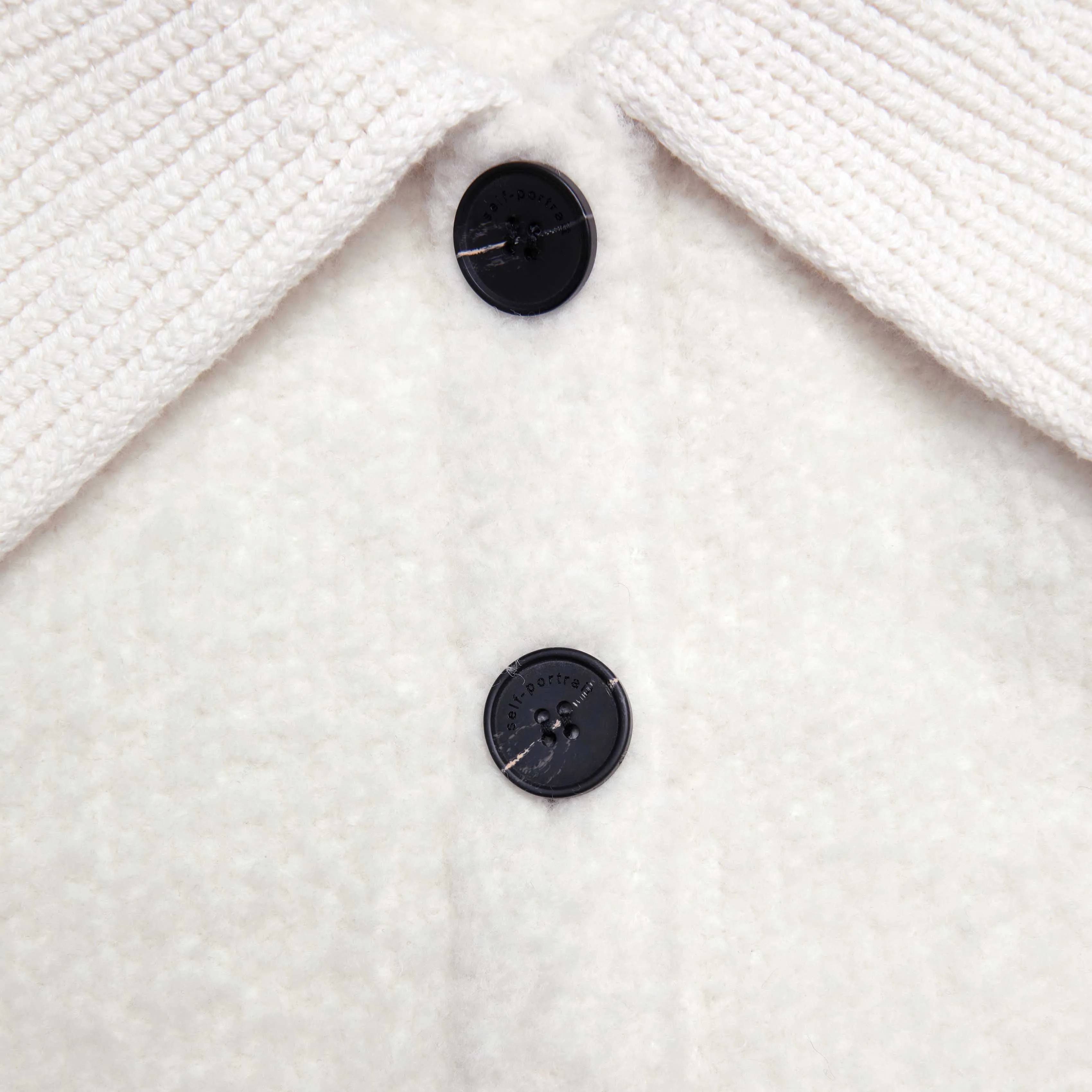 Cream Fluffy Knit Cardigan Self Portrait