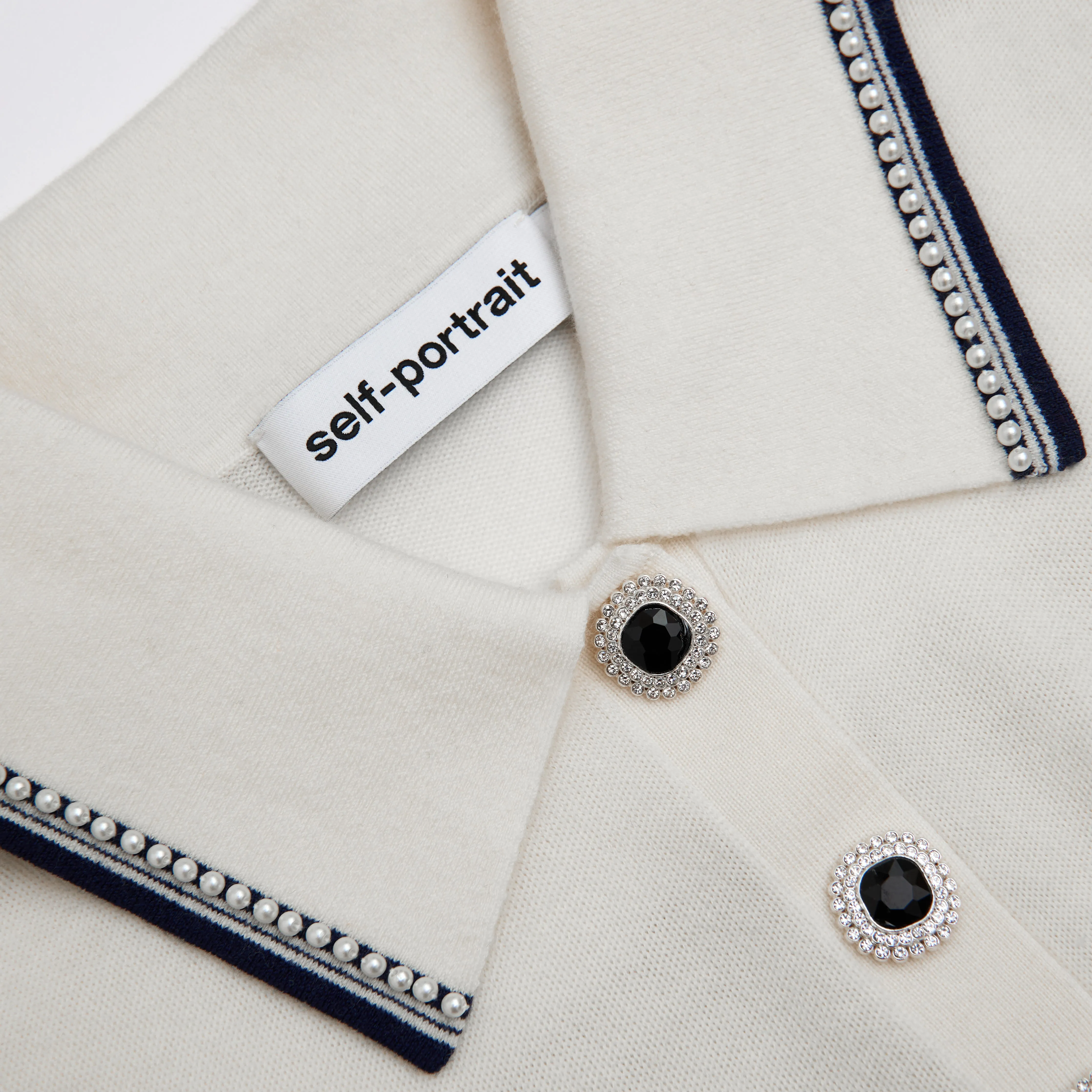 Cream Knit SP Polo Top Self Portrait