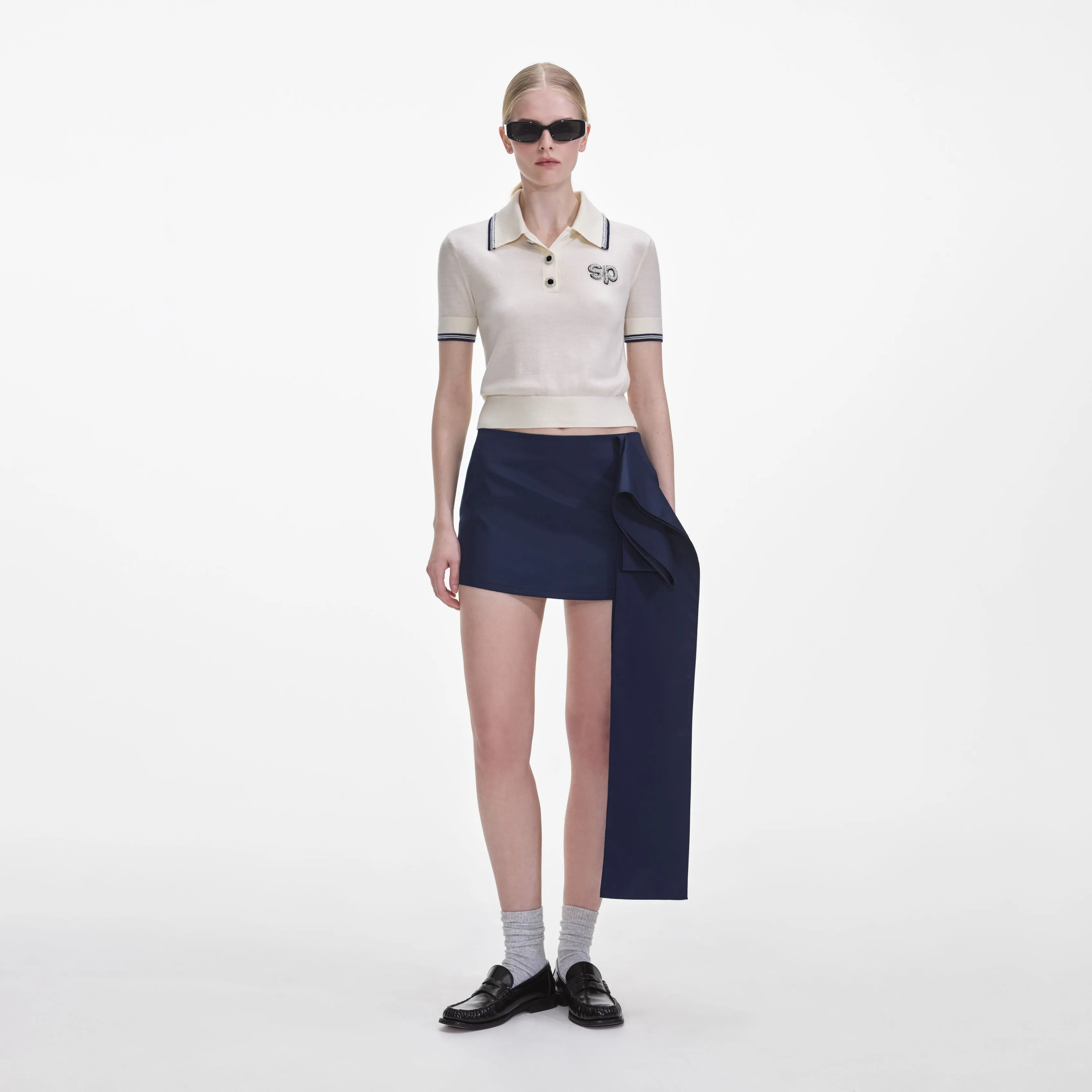 Cream Knit SP Polo Top Self Portrait