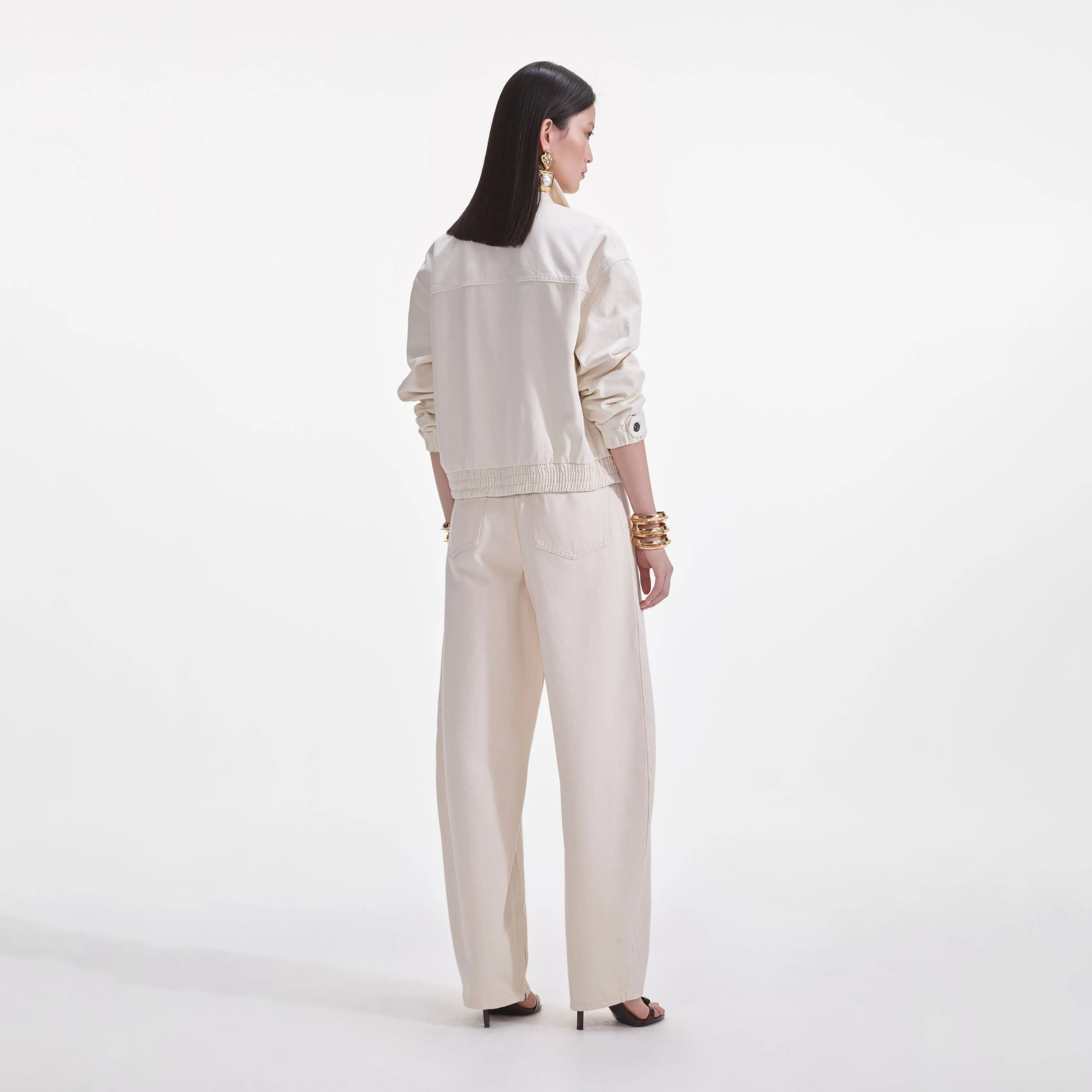 Cream Lightweight Denim Jacket Self Portrait