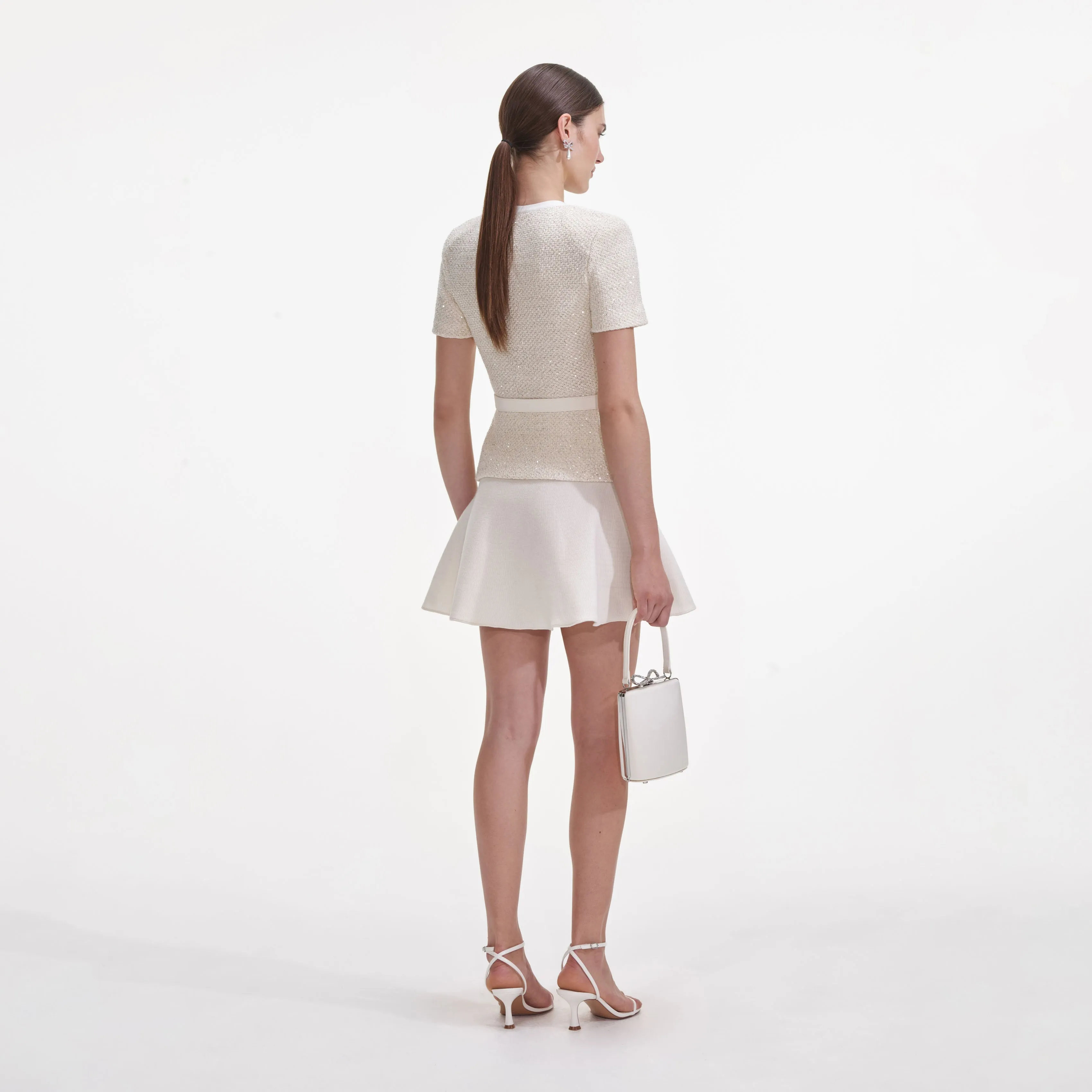 Cream Sequin Knit Mini Dress Self Portrait