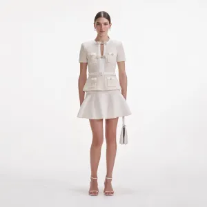 Cream Sequin Knit Mini Dress Self Portrait
