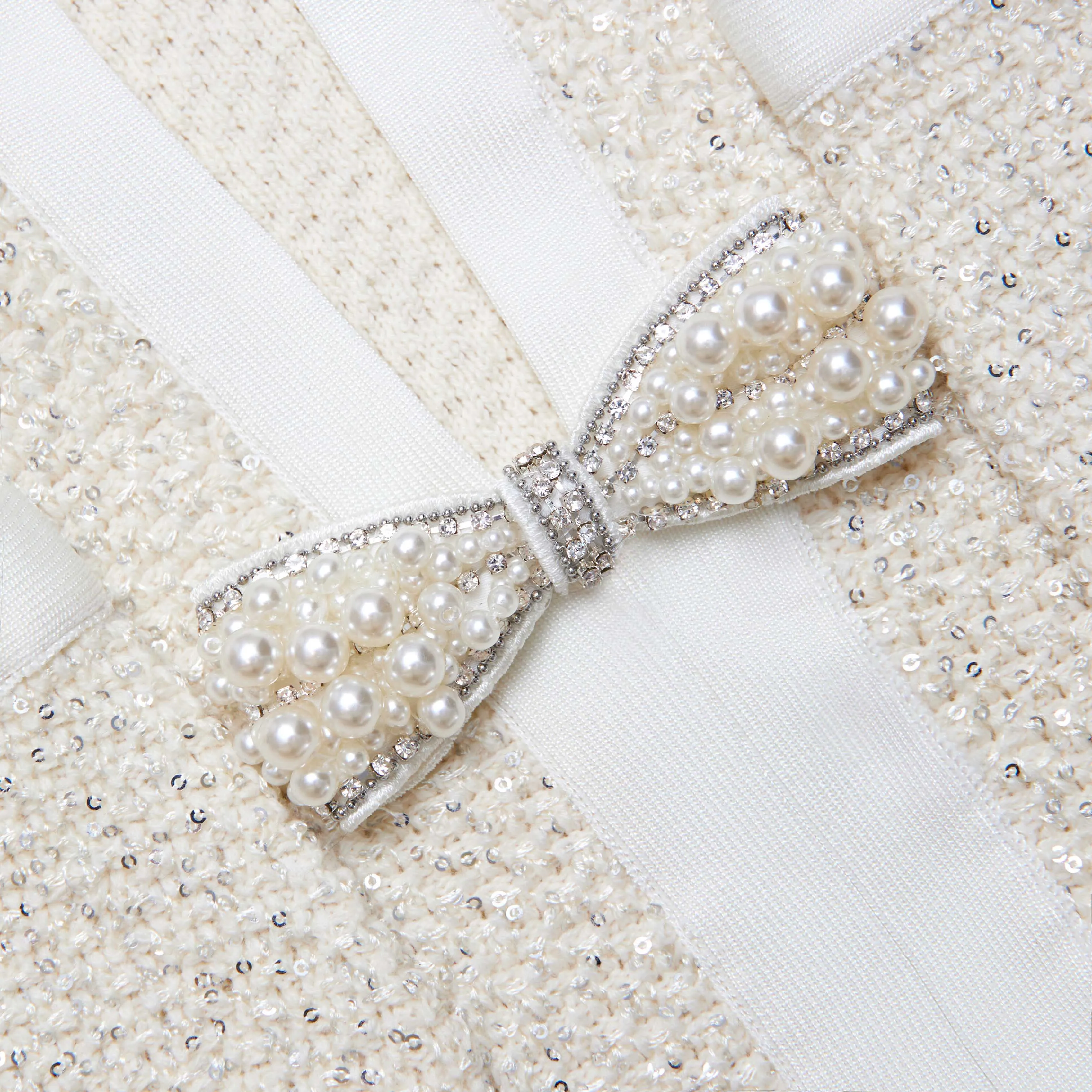 Cream Sequin Knit Tailored Midi Dress Self Portrait