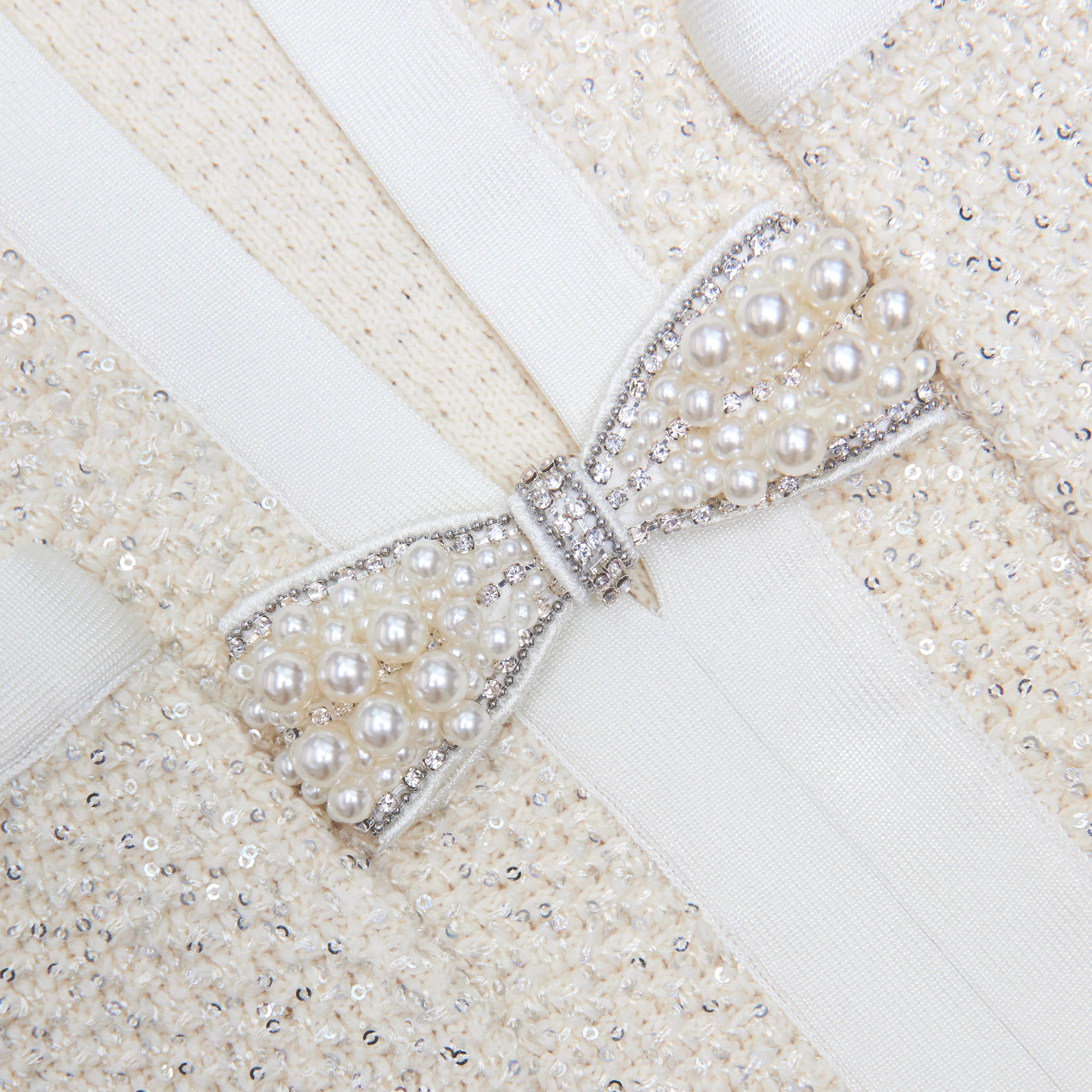 Cream Sequin Knit Top Self Portrait