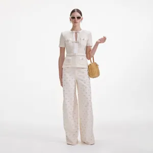 Cream Sequin Knit Top Self Portrait