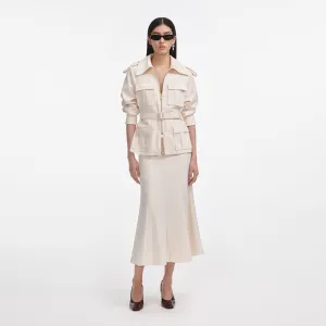 Cream Twill Midi Dress Self Portrait