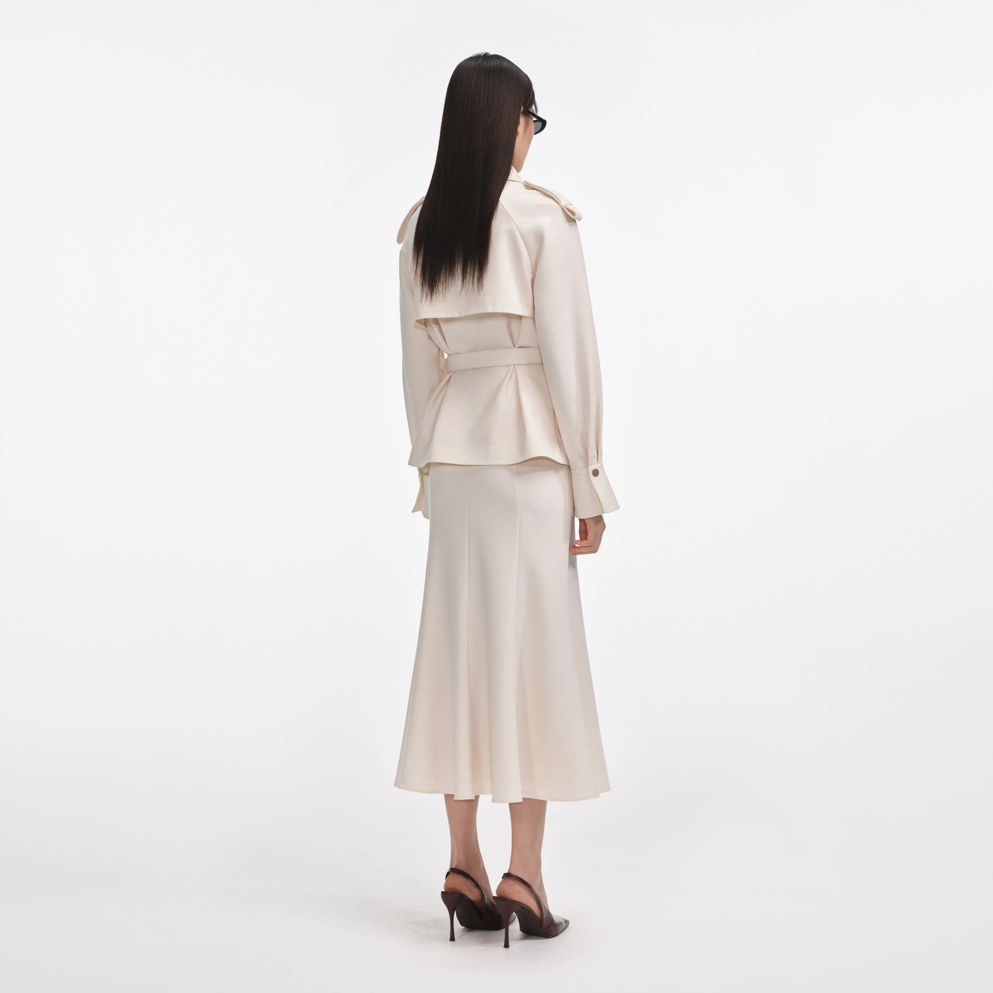 Cream Twill Midi Dress Self Portrait
