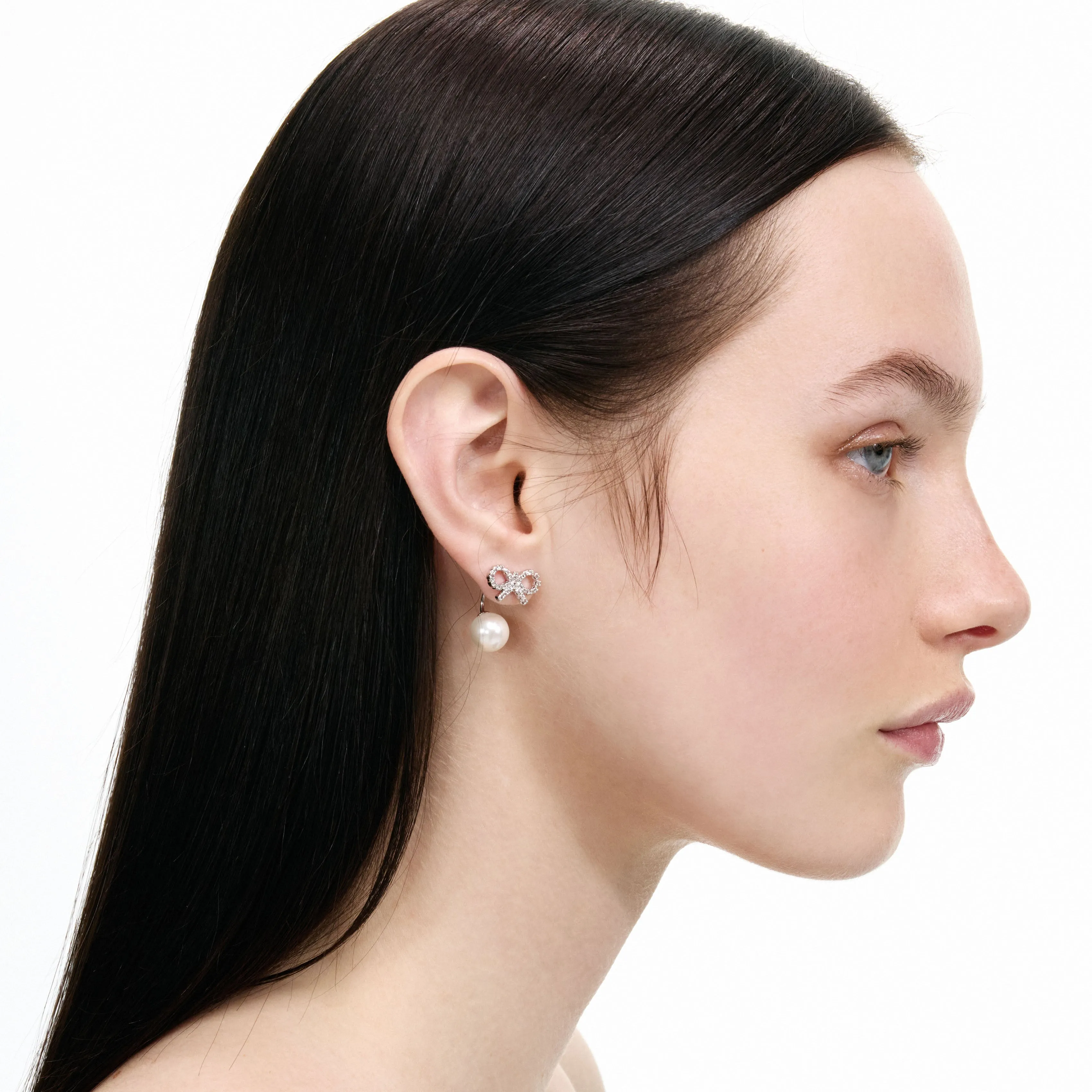 Crystal Bow Pearl Jacket Earrings Self Portrait