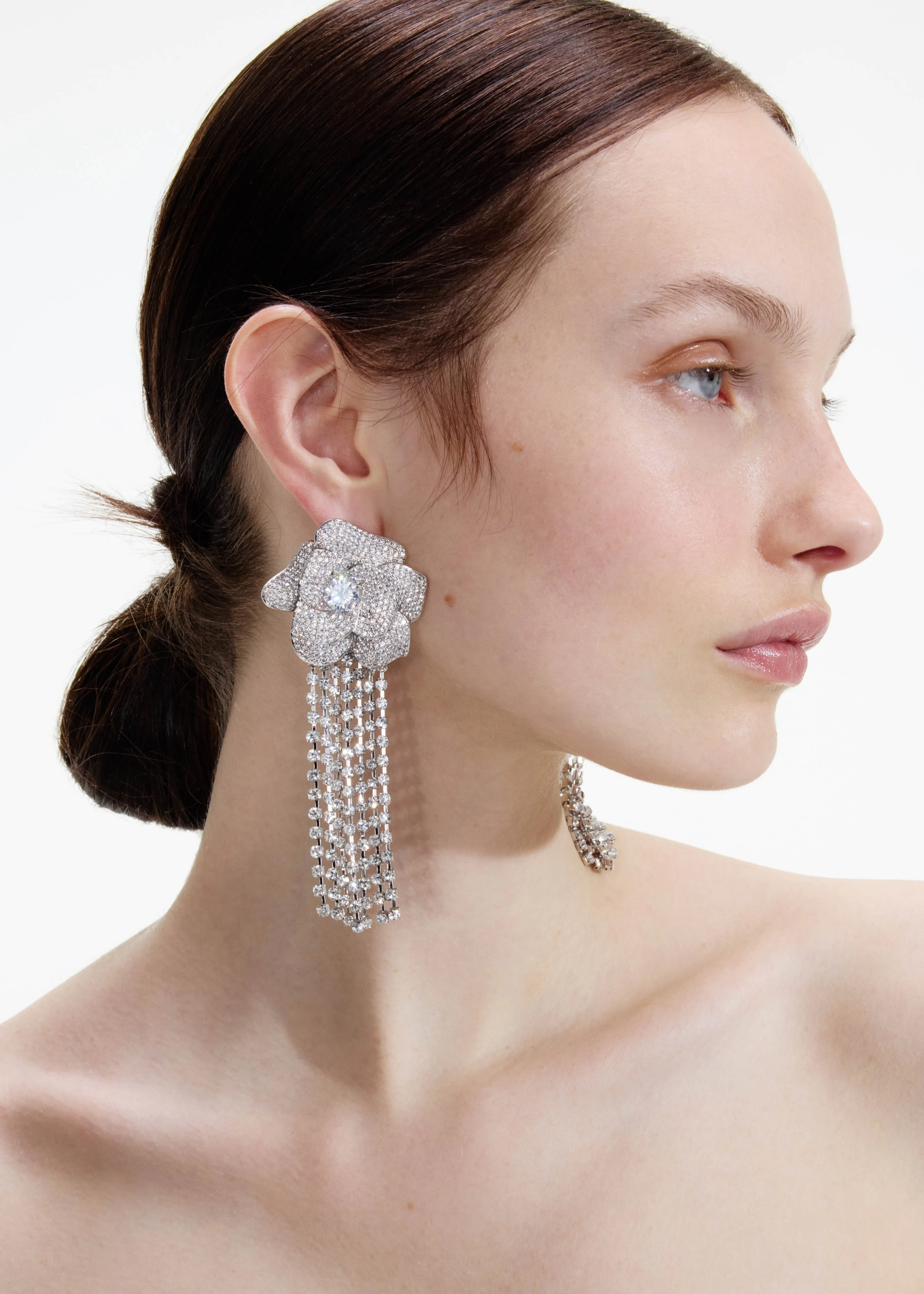 Crystal Flower Droplet Earrings Self Portrait
