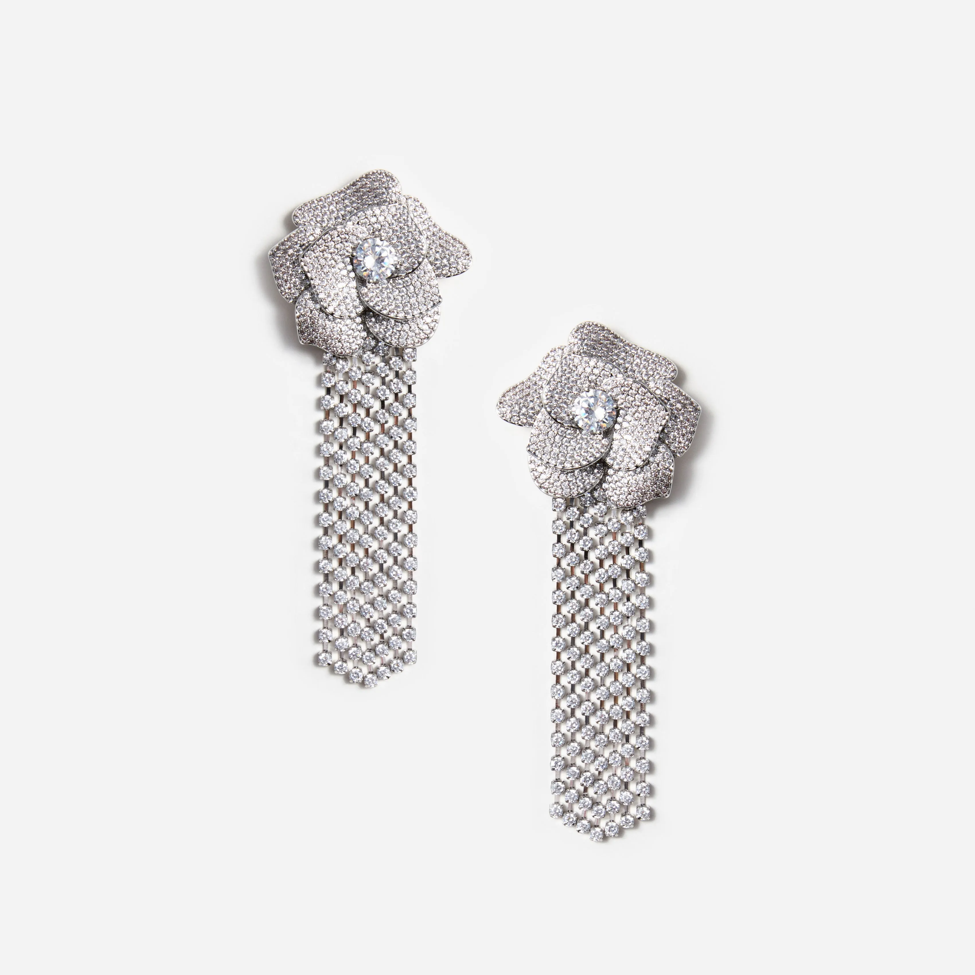 Crystal Flower Droplet Earrings Self Portrait
