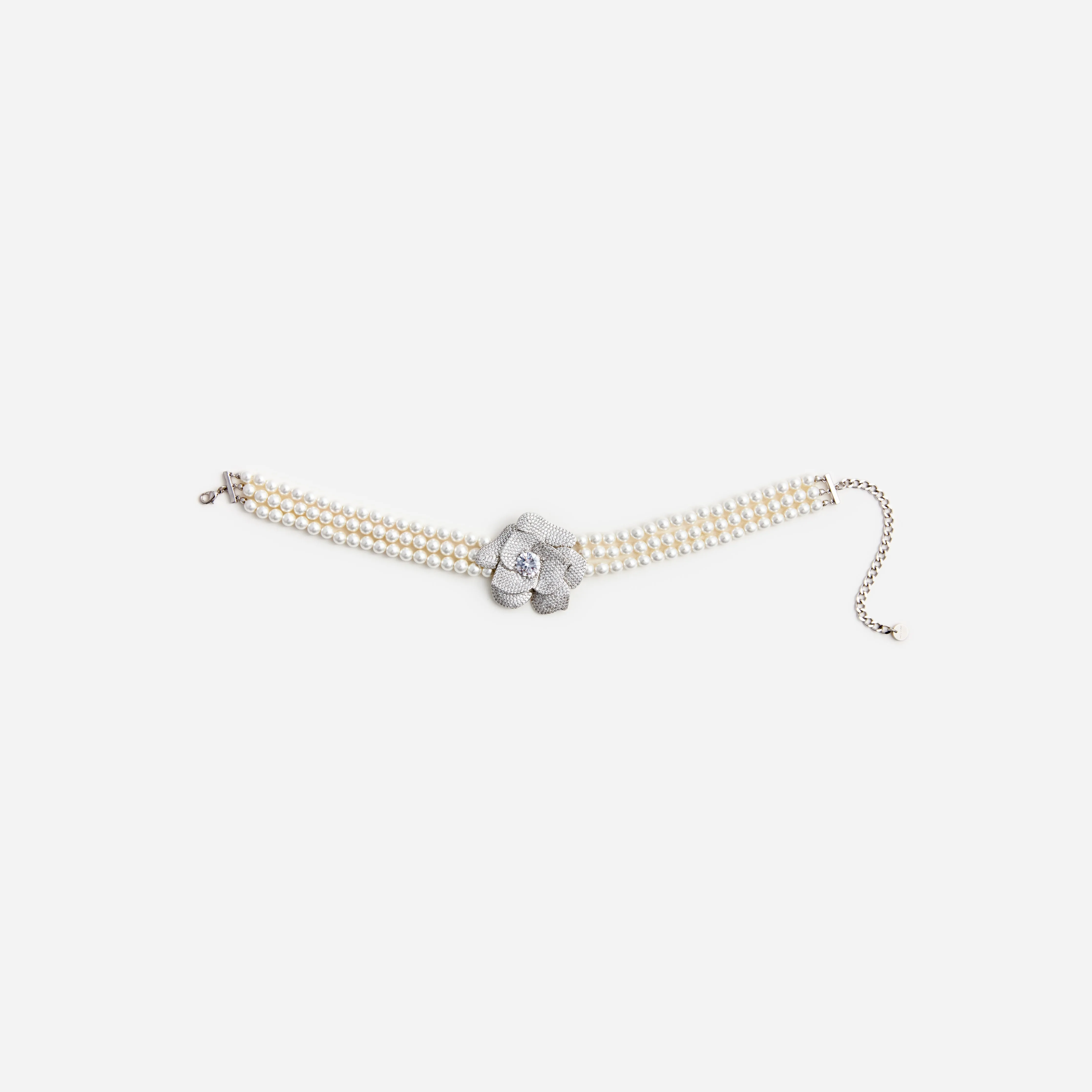 Crystal Flower Pearl Choker Self Portrait