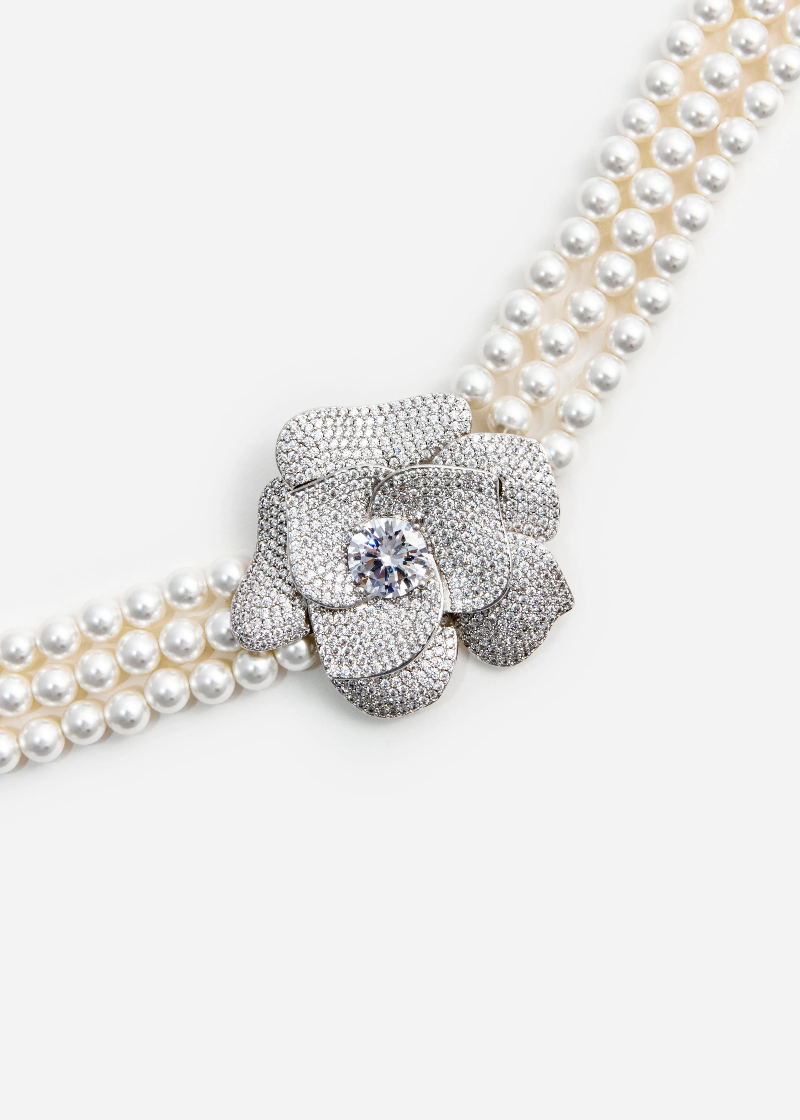 Crystal Flower Pearl Choker Self Portrait