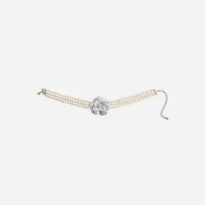 Crystal Flower Pearl Choker Self Portrait
