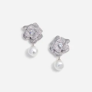 Crystal Flower Pearl Earrings Self Portrait