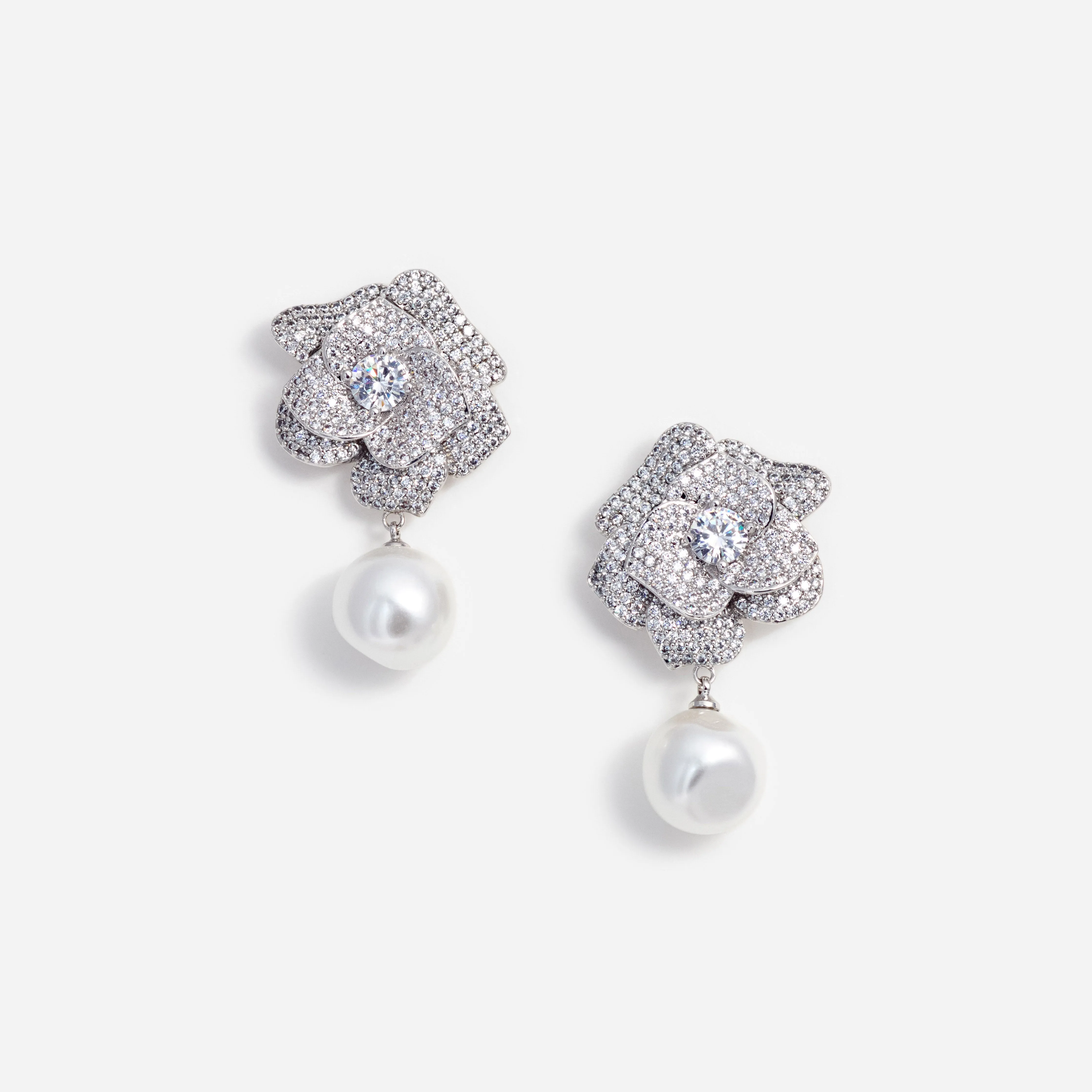 Crystal Flower Pearl Earrings Self Portrait