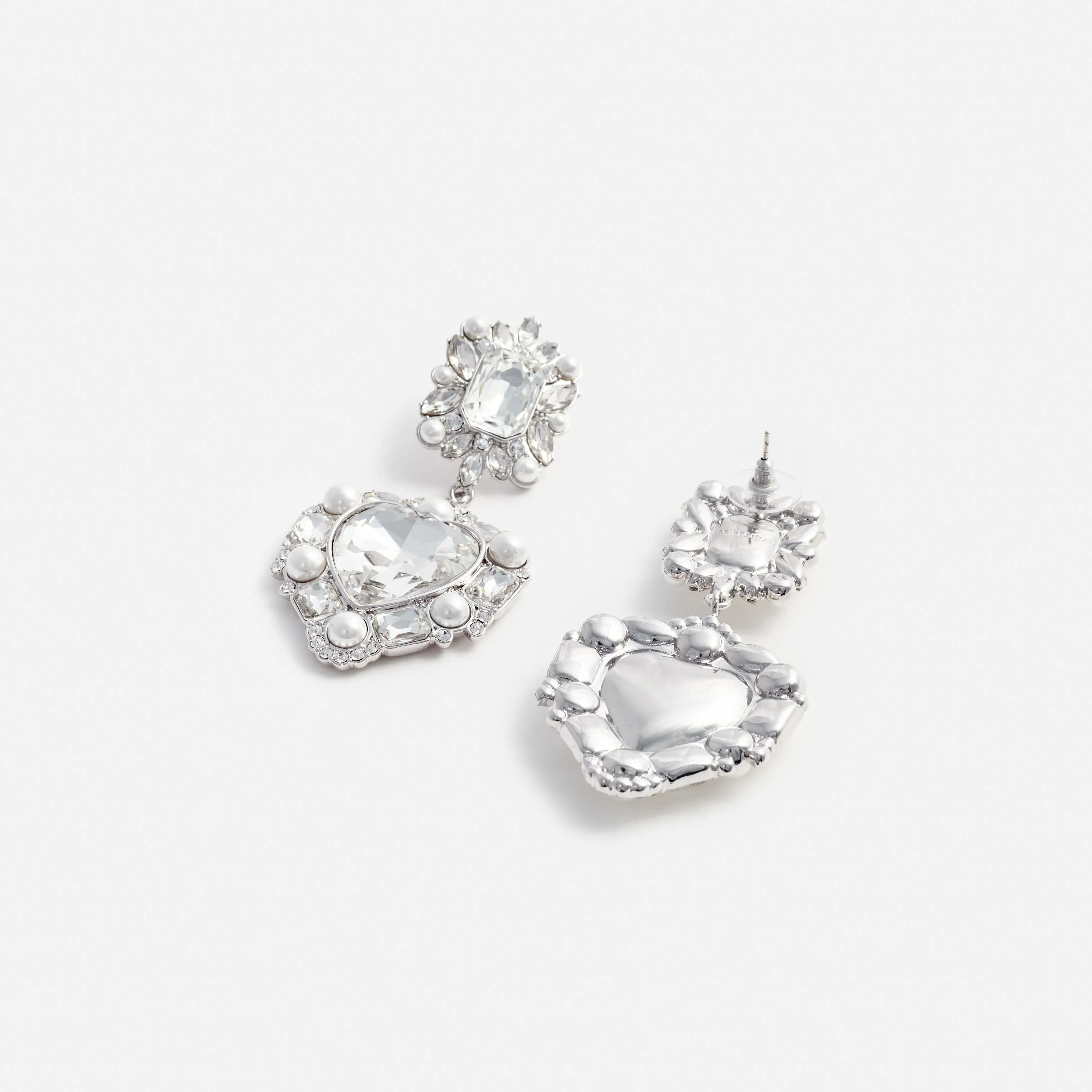 Crystal Pearl Tiered Heart Earrings Self Portrait