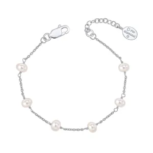 D for Diamond Sterling Silver Pearl Bracelet B5449W
