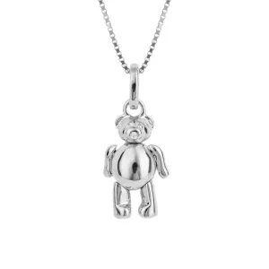 D for Diamond Sterling Silver Teddy Bear Necklace P5299