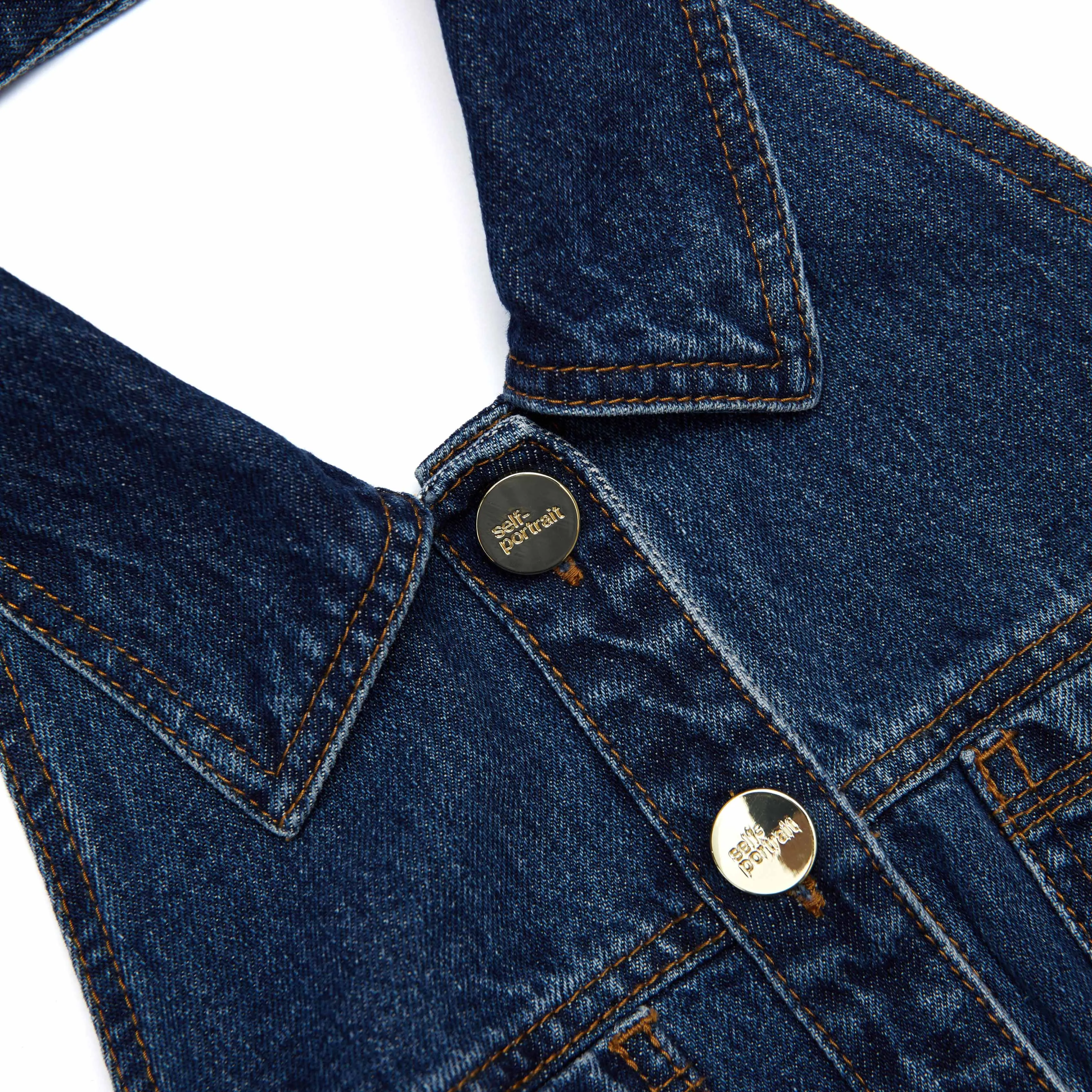 Denim Sleeveless Flared Mini Dress Self Portrait