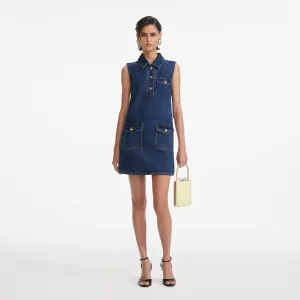 Denim Sleeveless Mini Dress Self Portrait