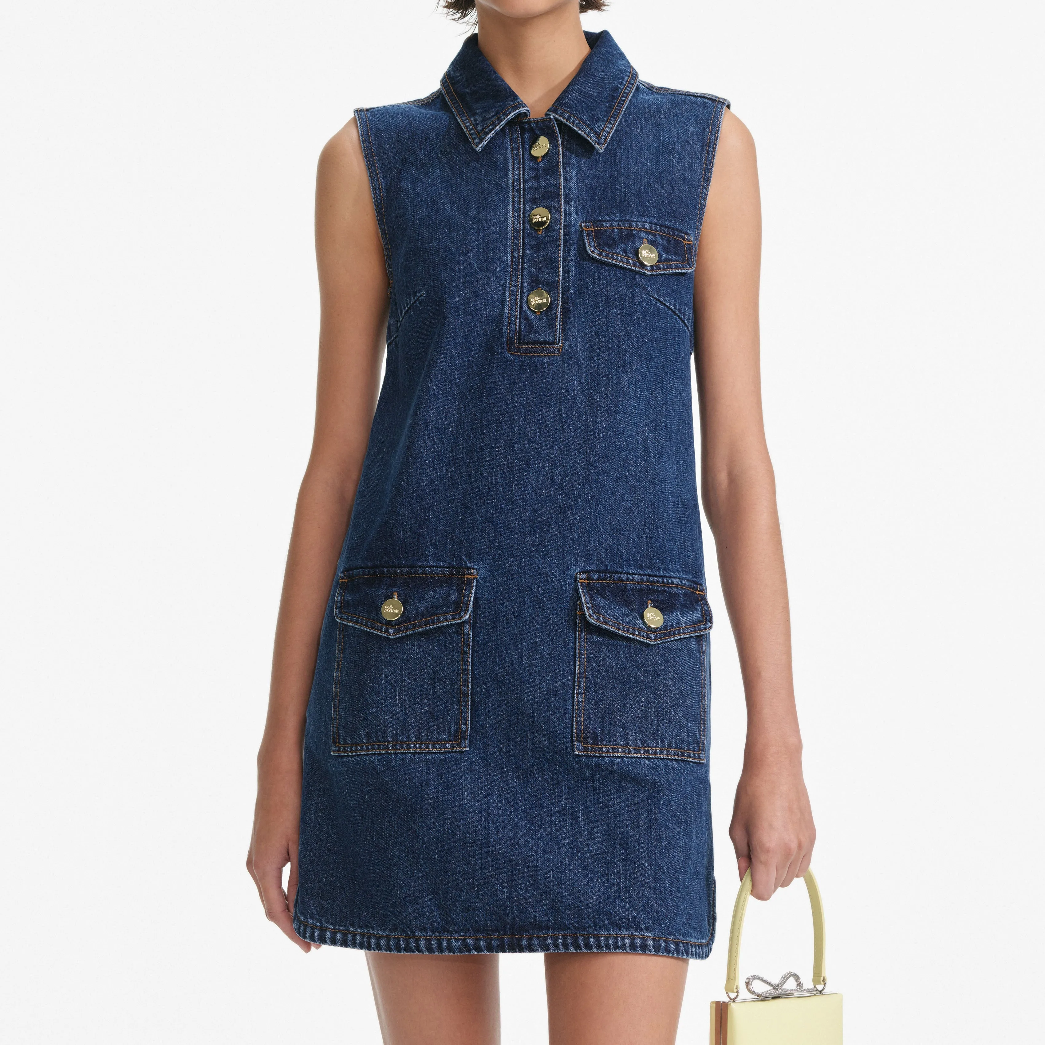 Denim Sleeveless Mini Dress Self Portrait