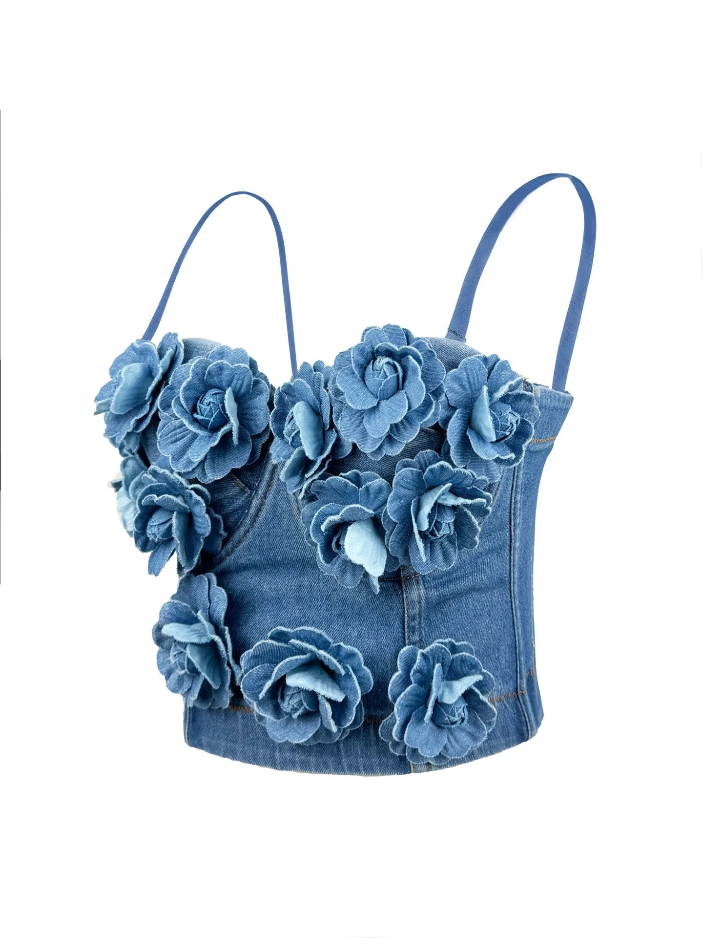 Denim Top With Roses Gloria Lanvin