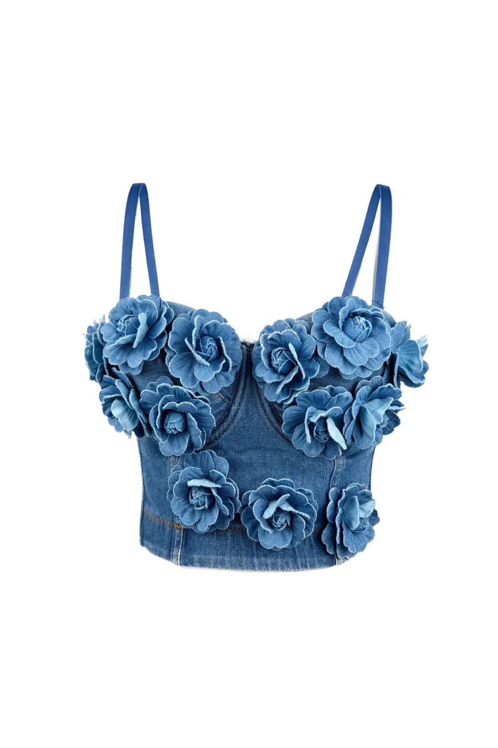Denim Top With Roses Gloria Lanvin