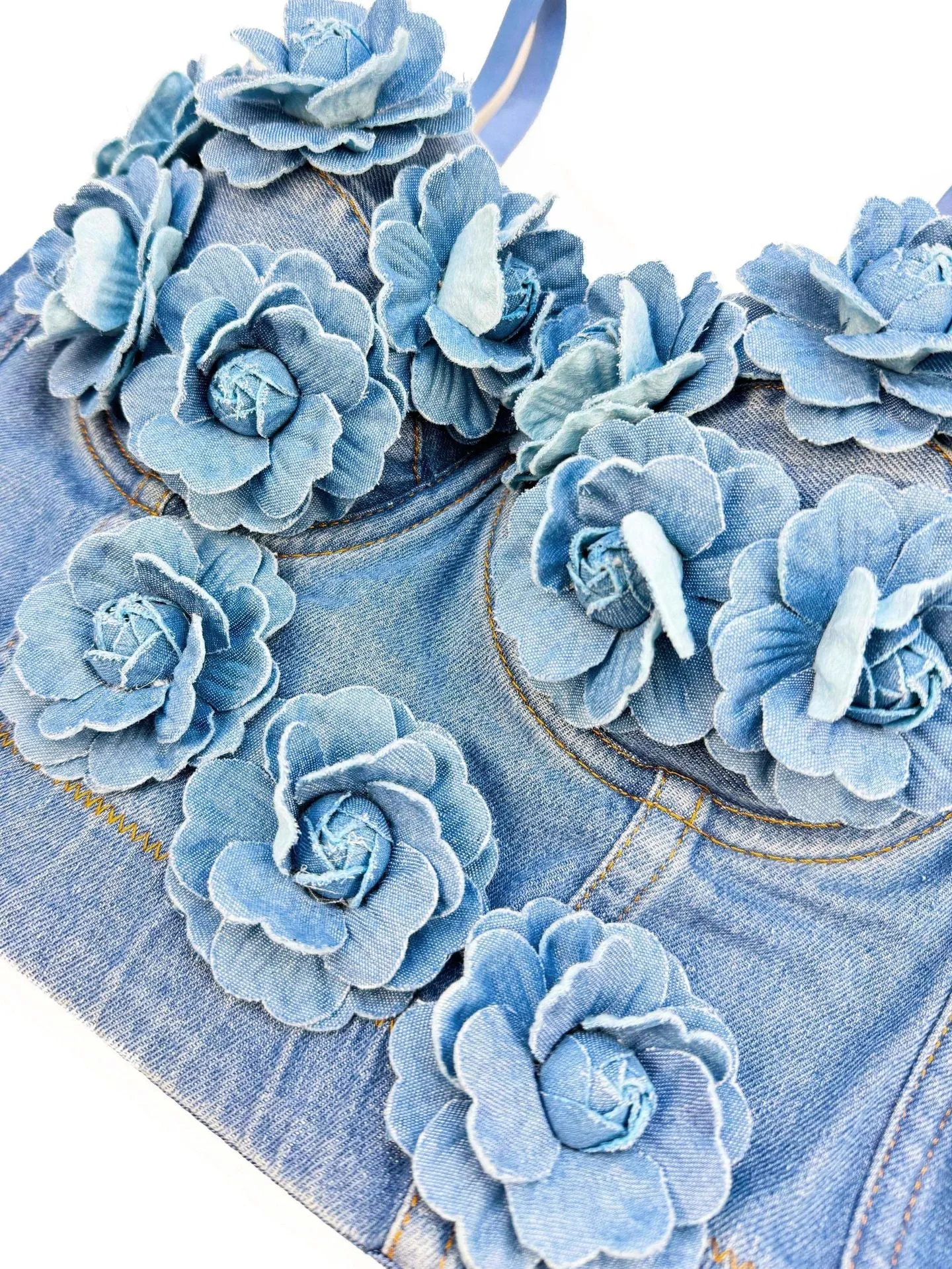 Denim Top With Roses Gloria Lanvin
