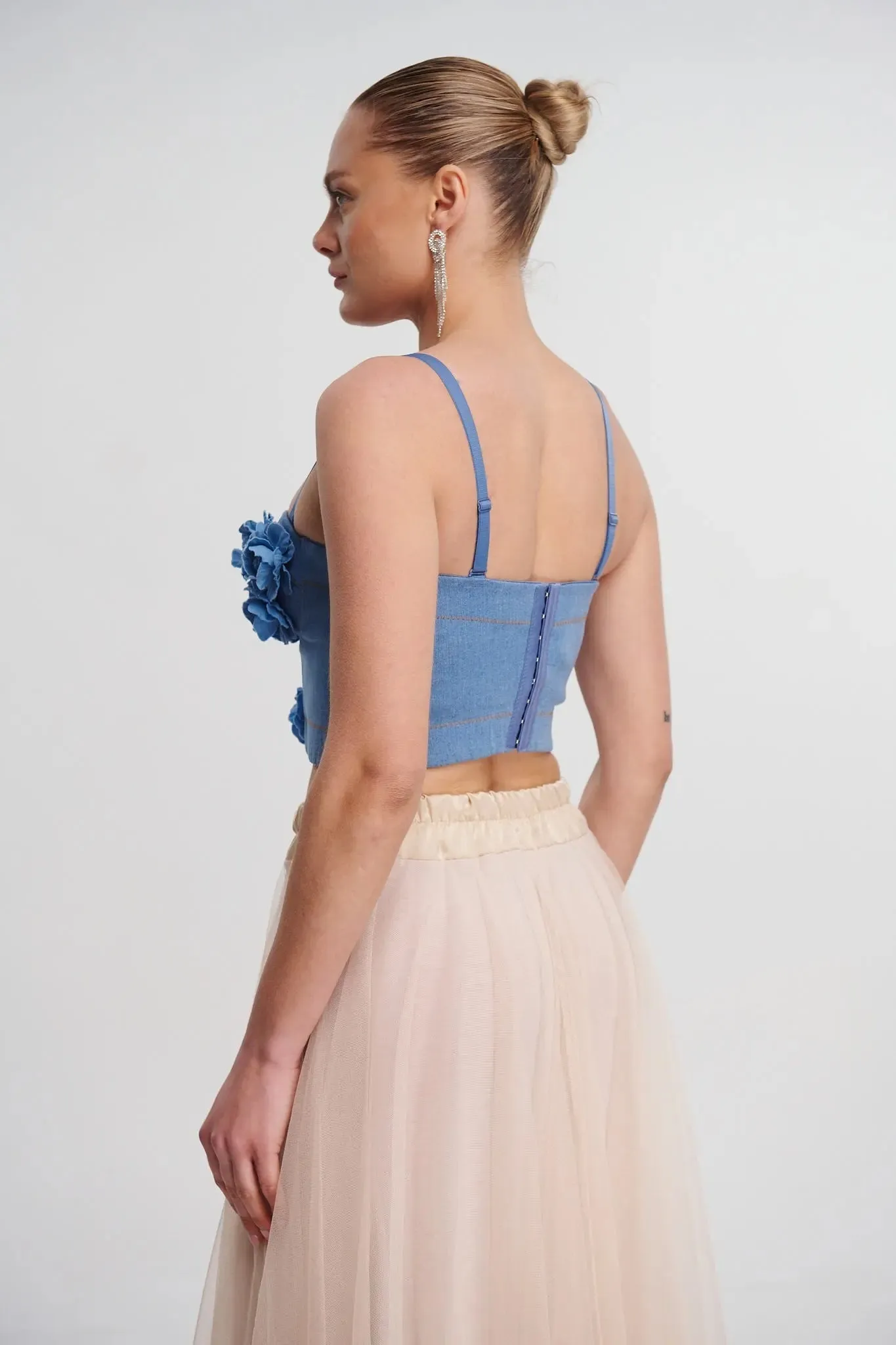 Denim Top With Roses Gloria Lanvin