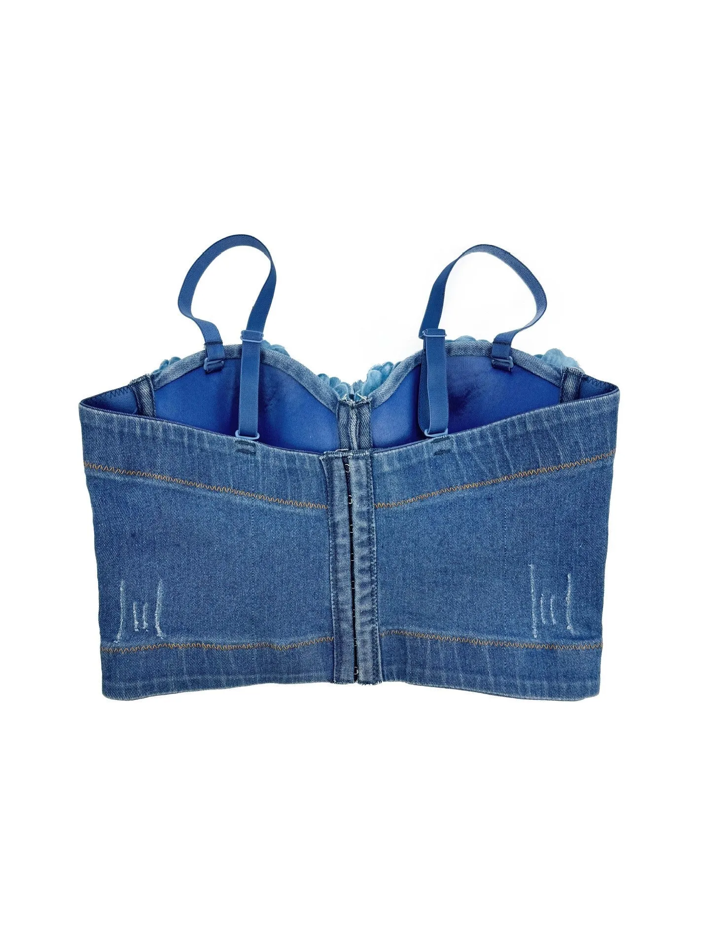 Denim Top With Roses Gloria Lanvin