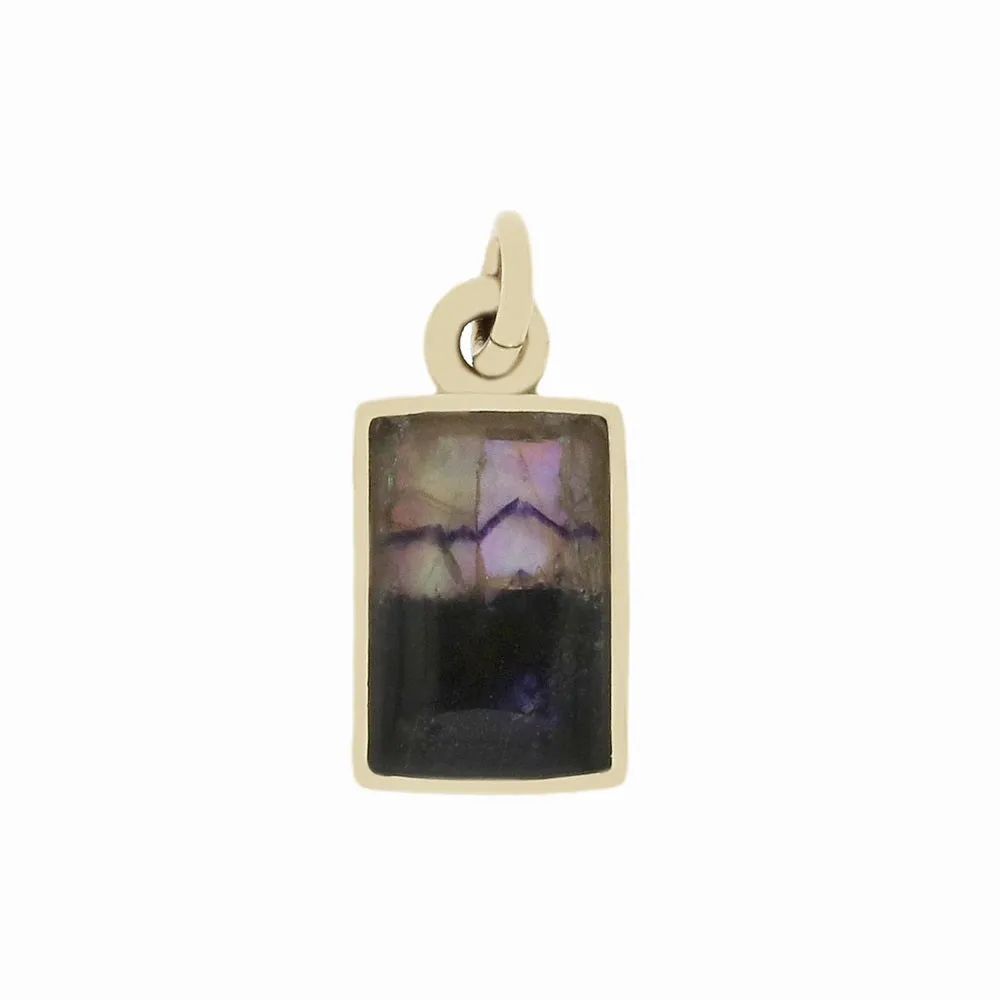 Derbyshire Blue John 9ct Yellow Gold Small Rectangular Pendant Necklace