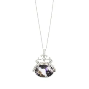 Derbyshire Blue John and Kalahari Stone Silver Spinning Pendant and Chain