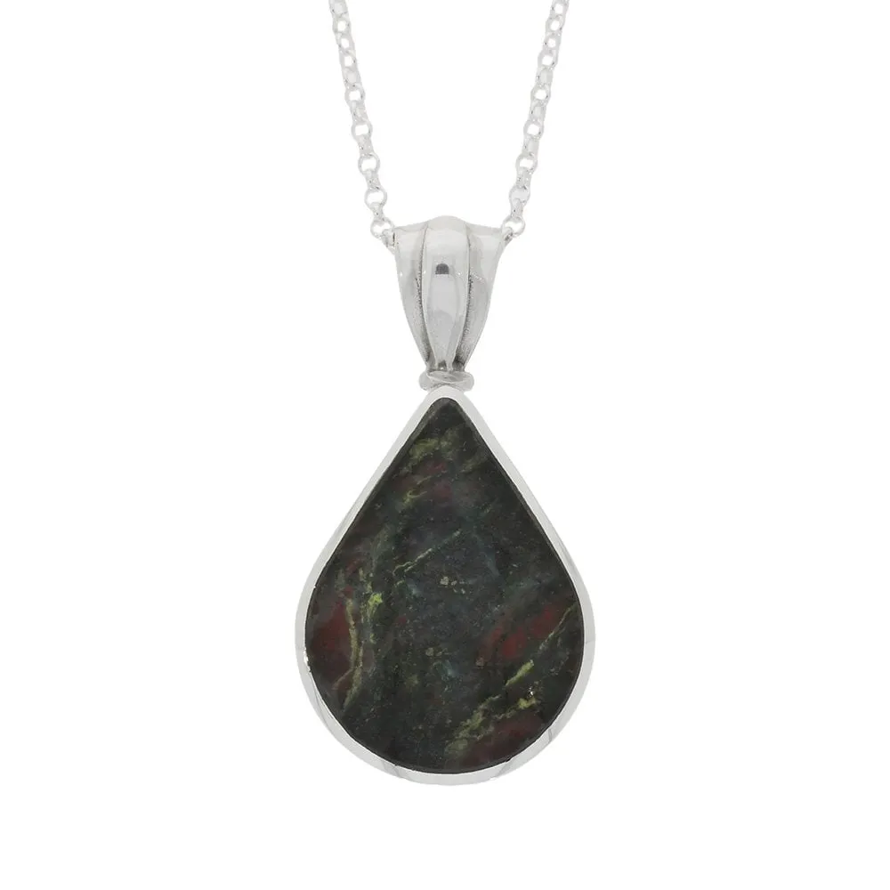 Derbyshire Blue John And Labradorite Silver Teardrop Reversible Pendant And Chain