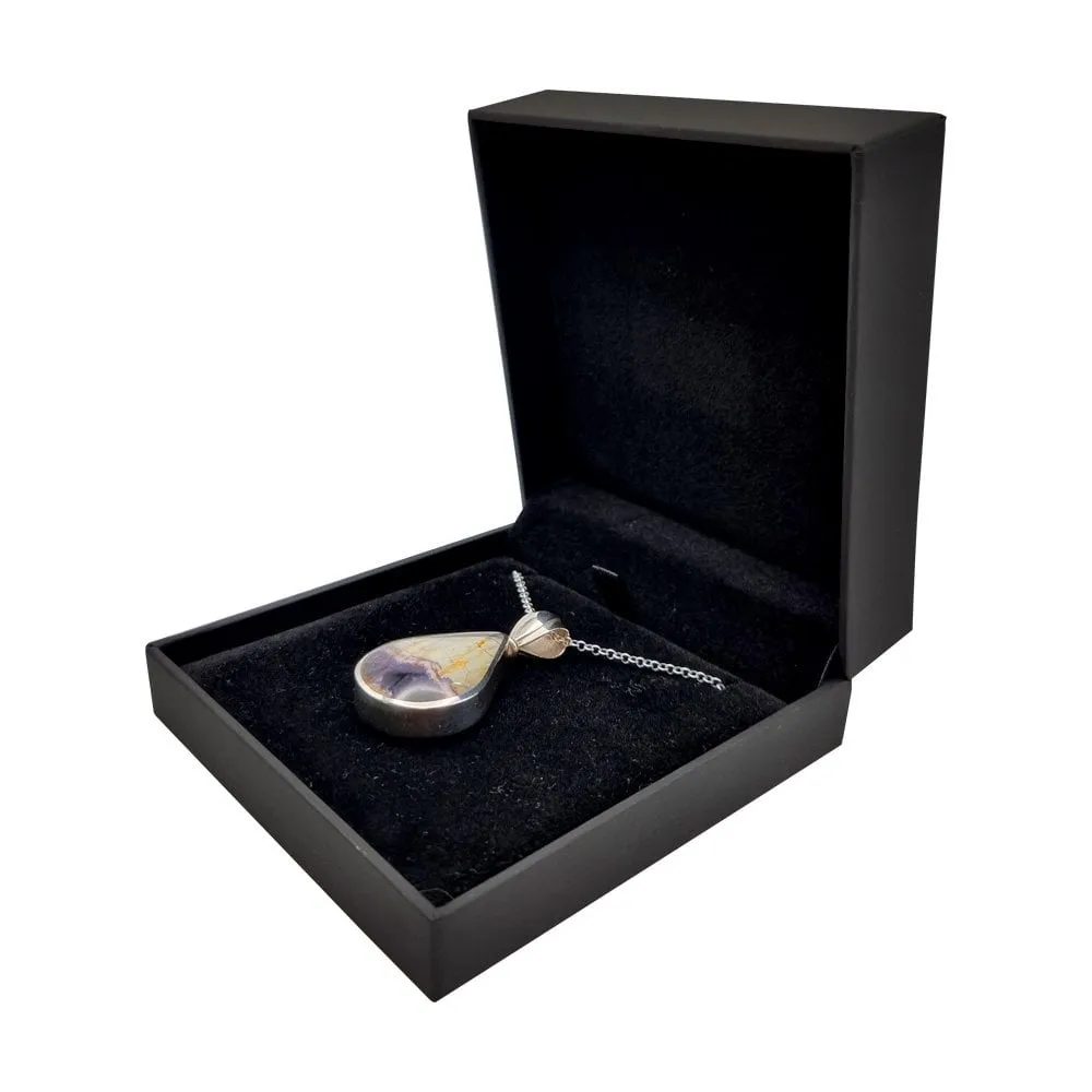 Derbyshire Blue John And Labradorite Silver Teardrop Reversible Pendant And Chain