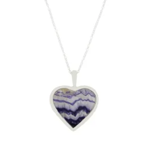 Derbyshire Blue John Heart Pendant And Chain