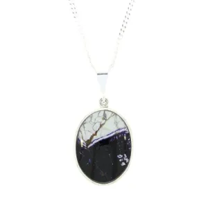 Derbyshire Blue John Reversible Sterling Silver Pendant And Chain