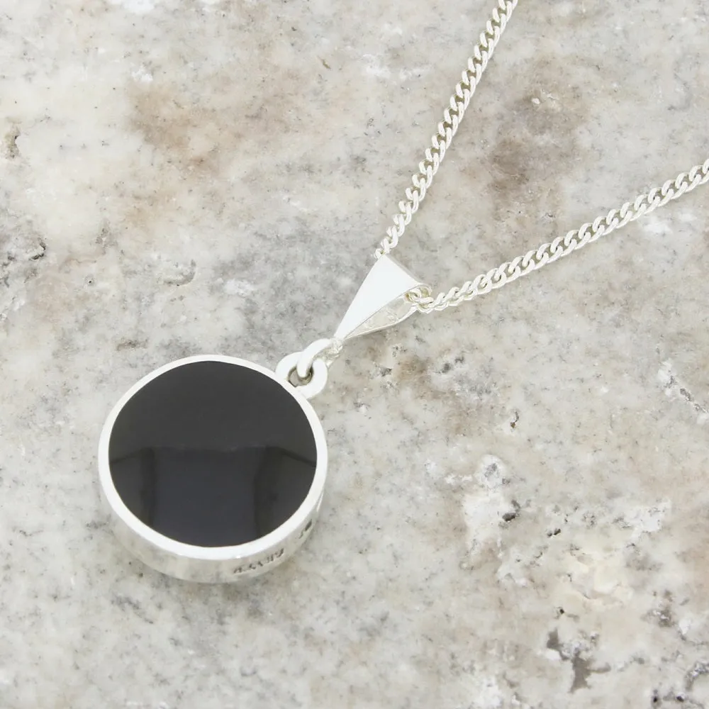 Derbyshire Blue John Round Reversible Pendant and Chain