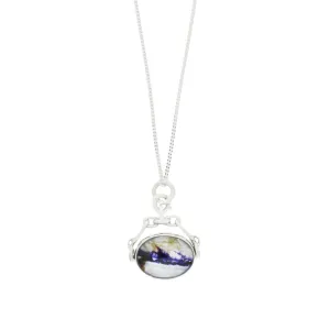 Derbyshire Blue John Silver Reversible Spinning Pendant and Chain