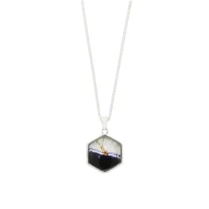 Derbyshire Blue John Small Hexagonal Sterling Silver Pendant and Chain