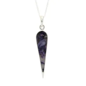 Derbyshire Blue John Sterling Silver Long Icicle Pendant With Chain