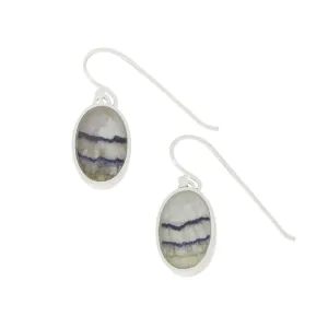 Derbyshire Blue John Sterling Silver Oval Drop Earrings