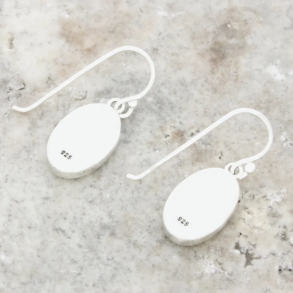 Derbyshire Blue John Sterling Silver Oval Drop Earrings
