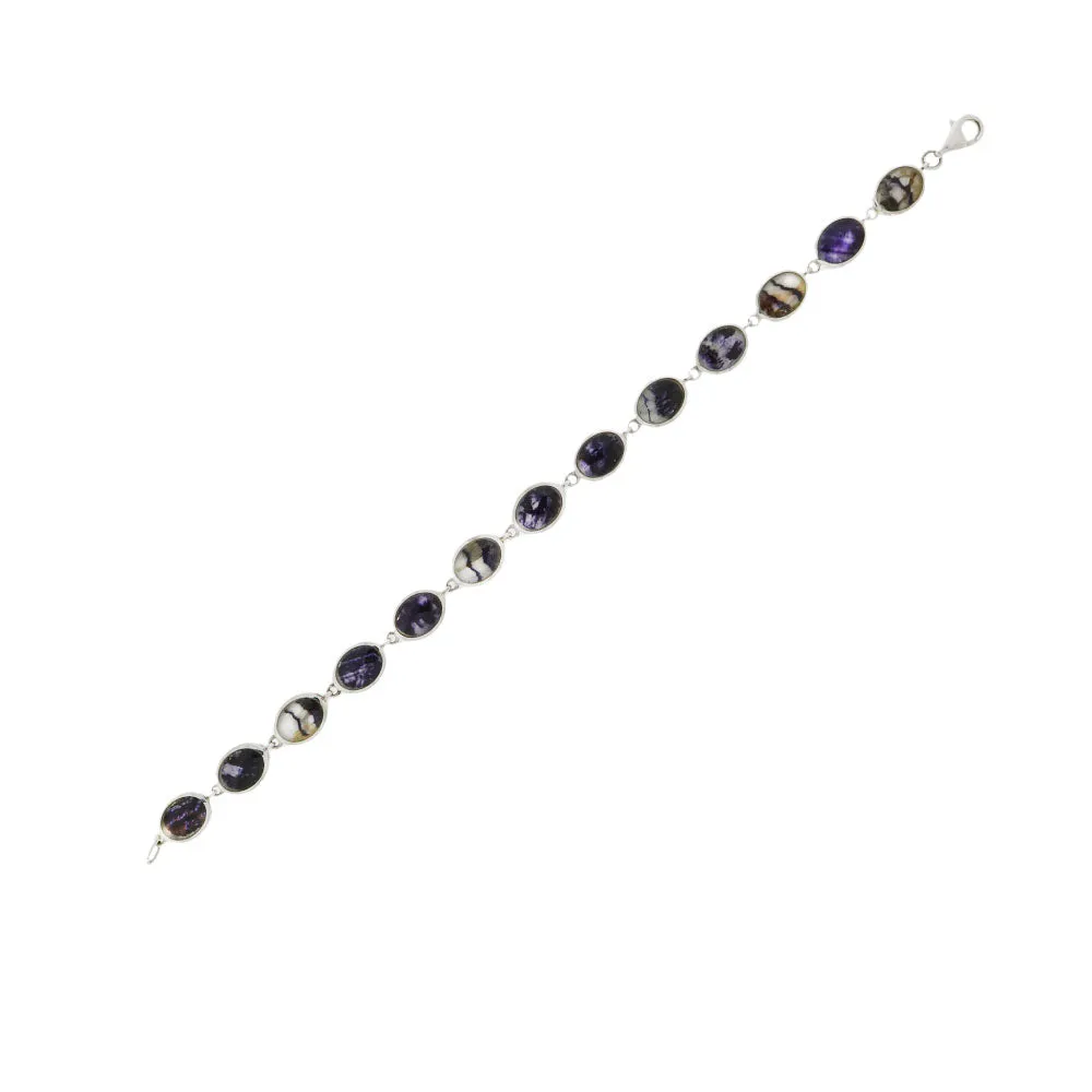 Derbyshire Blue John Sterling Silver Oval Link Bracelet