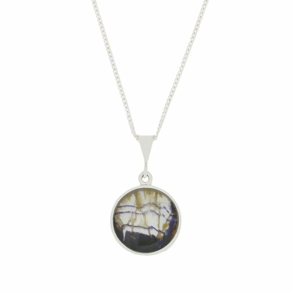 Derbyshire Blue John Sterling Silver Reversible Pendant And Chain